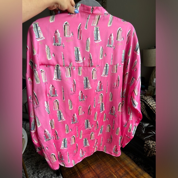 Zara Collarless Satin Shirt - Picture 3 of 5